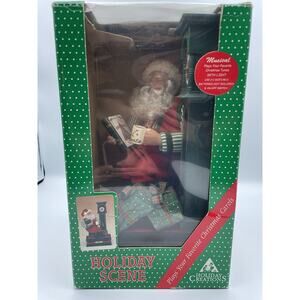 Holiday Creations Scene Reading Santa Musical Christmas Carols ~NEW IN BOX